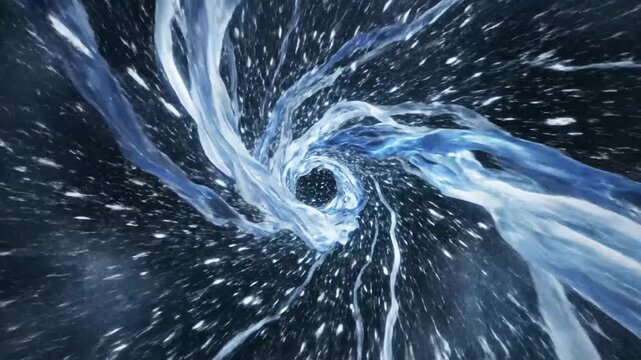 Dynamic Water Vortex Swirl with Bubbles and Splashes in Abstract Space