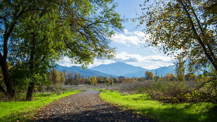 bike path and a mountain