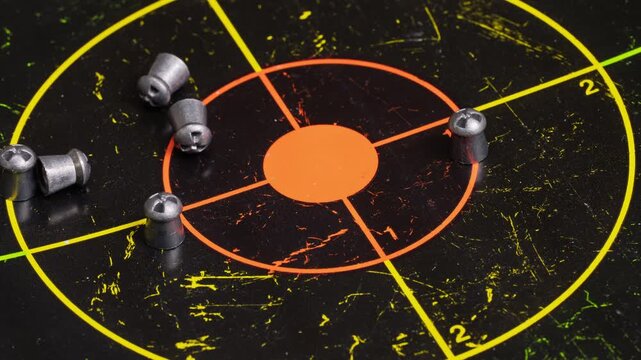 Airgun Pellets on Target, Precision Shooting Accuracy Concept