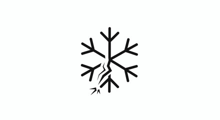 Fototapeta premium Cracked Snowflake Icon Symbolizing Cold Weather Damage or Winter Break