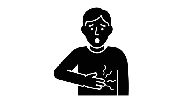 Man with Chest Pain, Heart Attack Symptom, Medical Emergency Icon