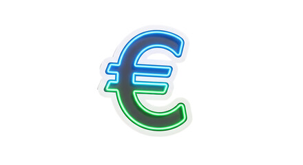 Fototapeta premium A neon euro symbol glows brightly against a solid