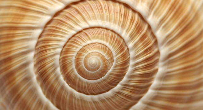 Close up full frame view of a nautilus shell showing its intricate spiraling pattern and texture