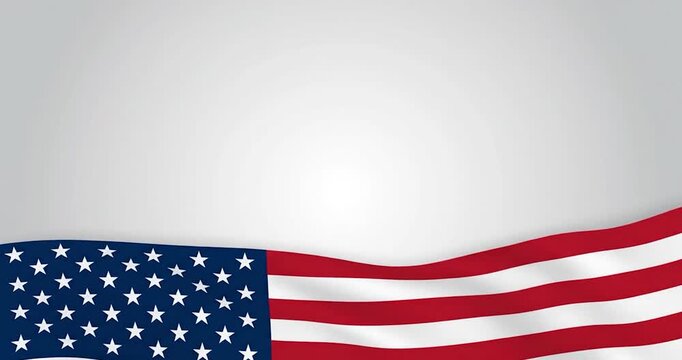Waving American flag with copy space on light background