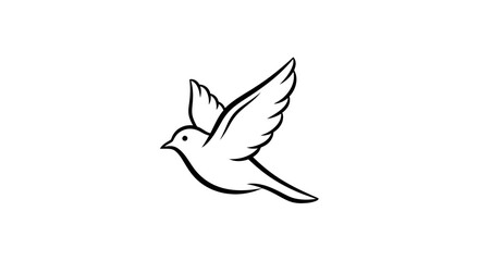 Obraz premium Minimalist Line Art of a Bird in Flight, Symbolizing Freedom and Peace