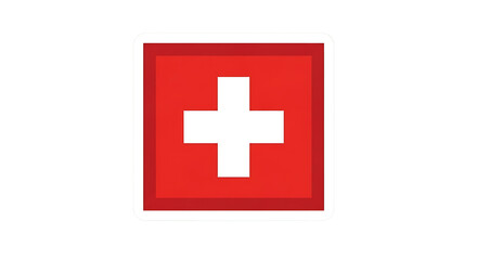 Obraz premium A red square with a white cross on a representing medical aid