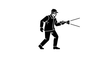 Obraz premium Burglar with flashlight searching in darkness, crime scene investigation, stealthy intruder