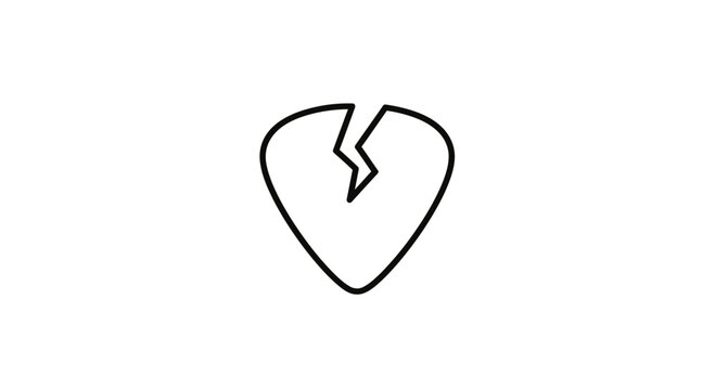 Broken Heart Guitar Pick Icon - Symbol of Lost Love and Music Breakup