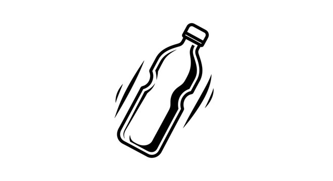 Black and White Icon of a Plastic Bottle with Motion Lines