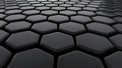 Obraz premium Abstract Geometric Pattern Featuring Dark Metallic Hexagon Tiles With Professional Lighting Effects 