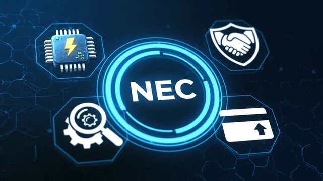 NEC acronym. National Electrical Code (NEC) is a U.S. standard for safe electrical design, installation, and inspection to protect people and property 4k video