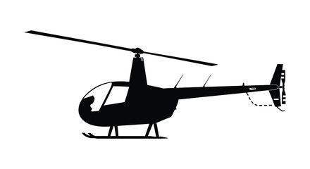 Silhouette of a black helicopter with visible rotor and tail boom details © arfanah02
