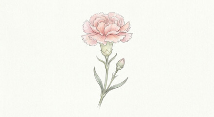 Obraz premium Hand Drawn Carnation Flower Illustration on White Background