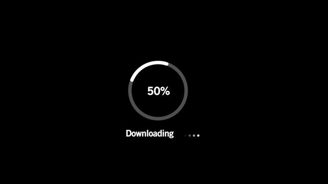 Animated abstract circle downloading bar sending from 0 to 100%, designed for downloading and transfer concepts. on Black Background and features 4k Motion graphics video