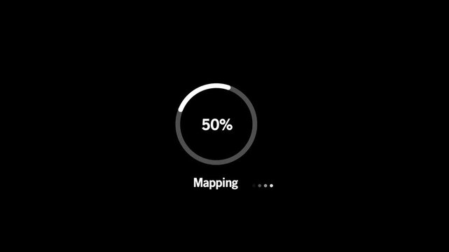 Animated abstract circle loading bar mapping from 0 to 100%, designed for progress and transfer concepts. on Black Background and features 4k Motion graphics video
