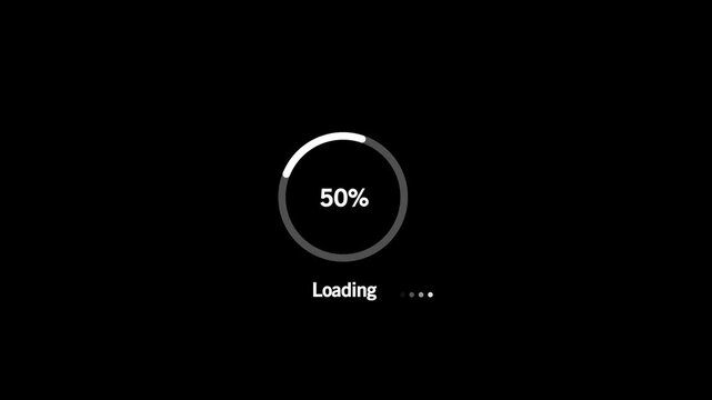 Animated abstract circle loading bar 0 to 100%, designed for progress and transfer concepts.on Black Background and features 4k Animation
