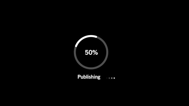 Animated abstract circle loading bar publishing from 0 to 100%, designed for progress and transfer concepts. on Black Background and features 4k Animation video