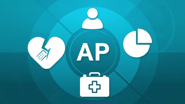 AP acronym.Anatomy and Physiology concept.AP (Anatomy and Physiology) studies the structure and function of the human body. 4k video