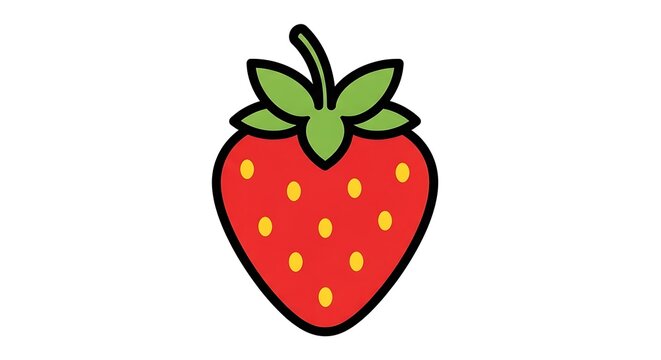 Colorful cartoon strawberry illustration.