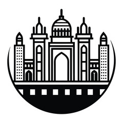 Obraz premium Mumbai Skyline Gateway of India Monoline Vector Icon