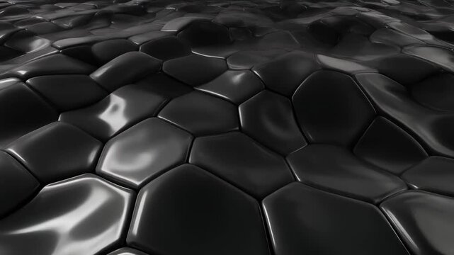 Black shiny surface with hexagonal pattern.