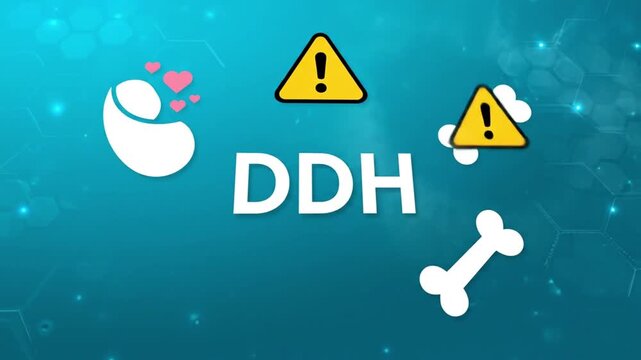 DDH acronym.DDH (Developmental Dysplasia of the Hip) is improper hip joint formation, common in infants. 4k video