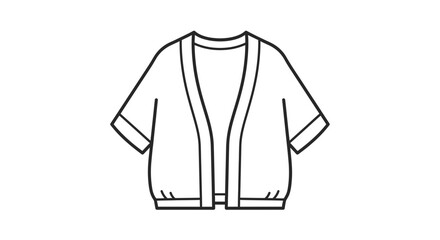 Naklejka premium Fashion garment outline, kimono jacket, simple line drawing, clothing design sketch