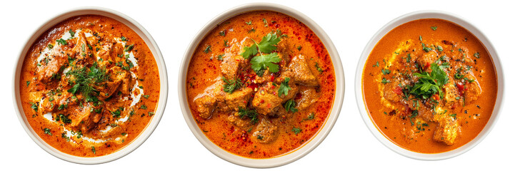 bowl of chicken tikka masala isolated on transparent background - design element cut-out object
