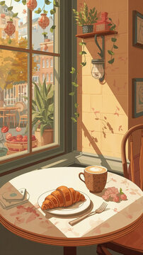 Coffee and Croissant Poster