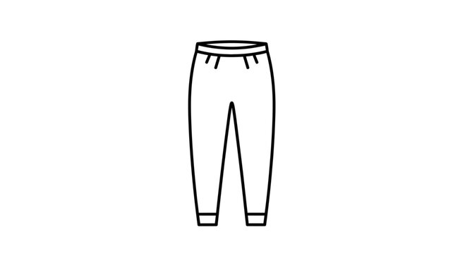 Minimalist line art icon of sweatpants, joggers, or casual pants