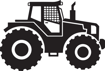 Obraz premium Farm Tractor Silhouette, Agriculture Tractor Farming Equipment Vector