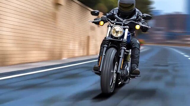 Man riding motorcycle on the road.