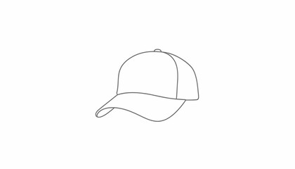 Fototapeta premium Minimalist Line Art Baseball Cap Icon, Simple Outline Headwear Design