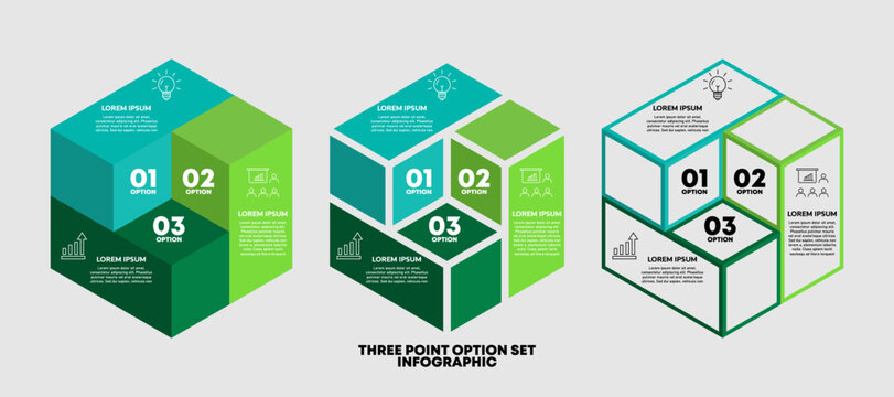Infographic Hexagon geometric Venn diagram 3 option chart template for business presentation with venn diagram elements vector illustration. infographic 3 step option. vector editable 