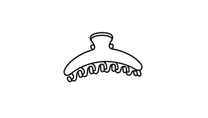 Fototapeta premium Minimalist Claw Clip Line Art Icon, Hair Accessory, Simple Vector Graphic