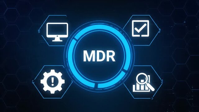 MDR Managed Detection and Response software concept, providers proactively monitor their customers networks, endpoints, and other IT resources for security incidents 4k video