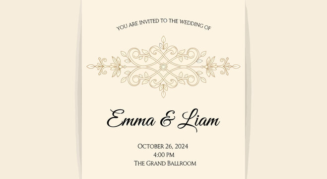 Elegant Wedding Invitation Design for Emma and Liam.