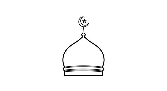 Islamic mosque dome with crescent moon and star, architectural symbol