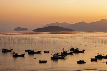 Naklejka premium The scenery of the tidal flats in Xiapu County, Ningde City, Fujian Province, China