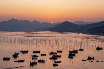 Naklejka premium The scenery of the tidal flats in Xiapu County, Ningde City, Fujian Province, China