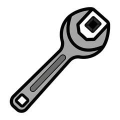 Adjustable Wrench Tool Illustration.