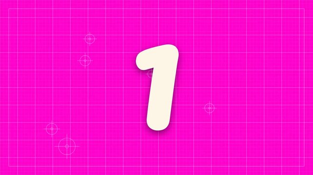 Animated colorful countdown timer on a magenta grid background