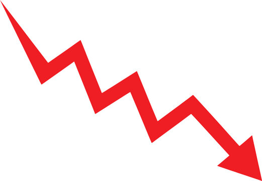 Declining trend graph with red arrow