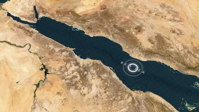 Red Sea Map Animation on Satellite Terrain