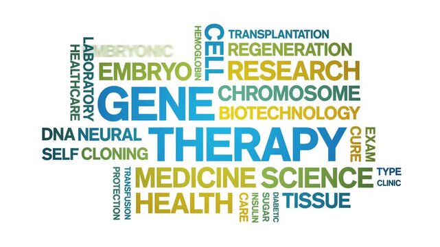 Gene Therapy animated word cloud-text design animation tag kinetic typography seamless loop.