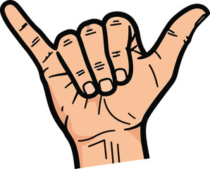 Obraz premium Shaka Sign Hand Illustration Vector Icon for Hawaiian Culture or Positive Gesture