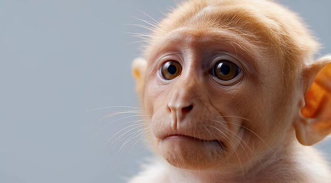 Portrait of a curious young rhesus macaque monkey