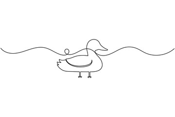 Obraz premium Duck Standing Bird Continuous One Line Drawing Minimalist Duck Outline Line Art Vector Illustration