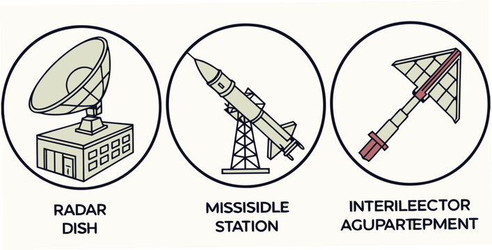 radar missile interceptor and launch equipment Vector