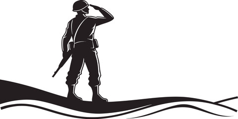 a soldier stands on a hill saluting Vector © rabby